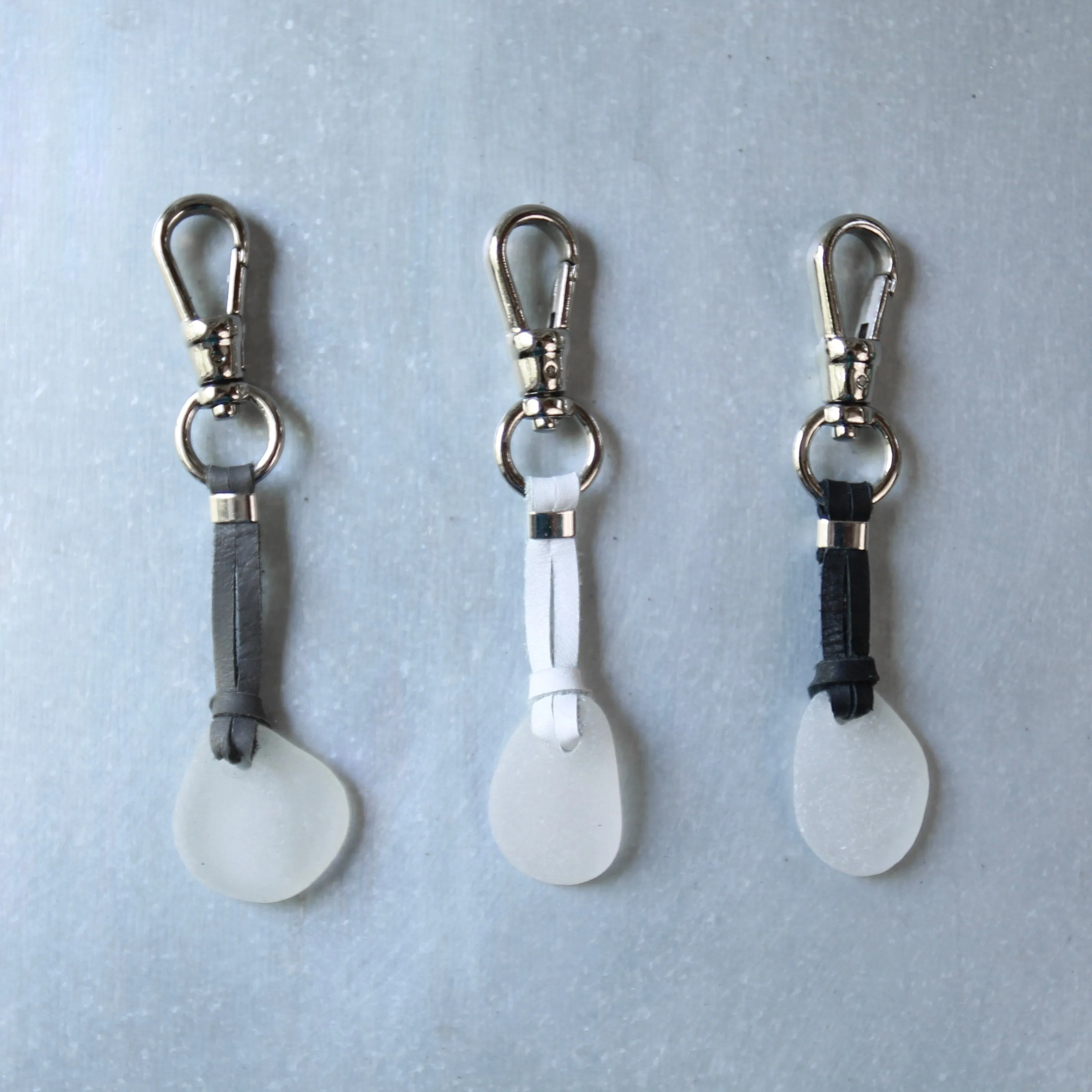 Sea Glass & Leather Keychains