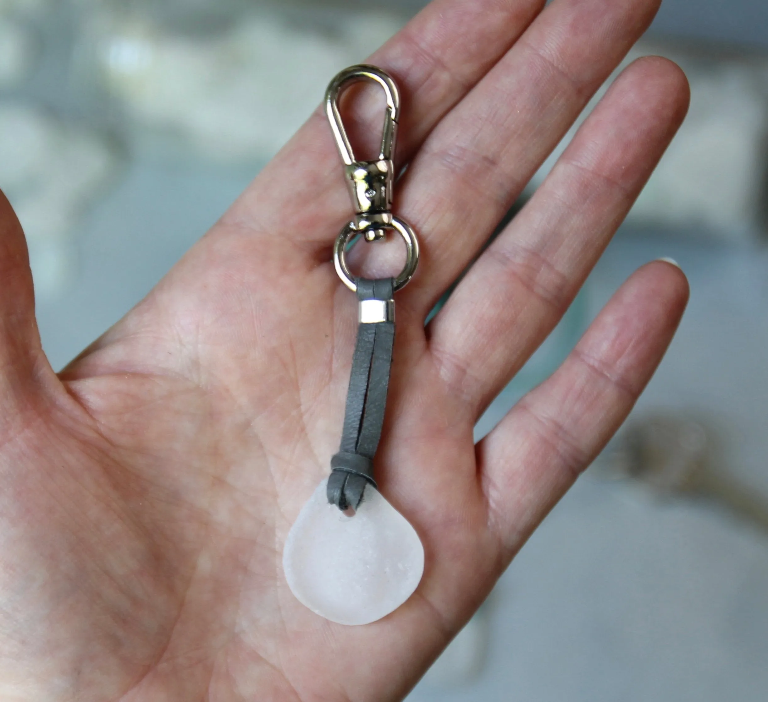 Sea Glass & Leather Keychains
