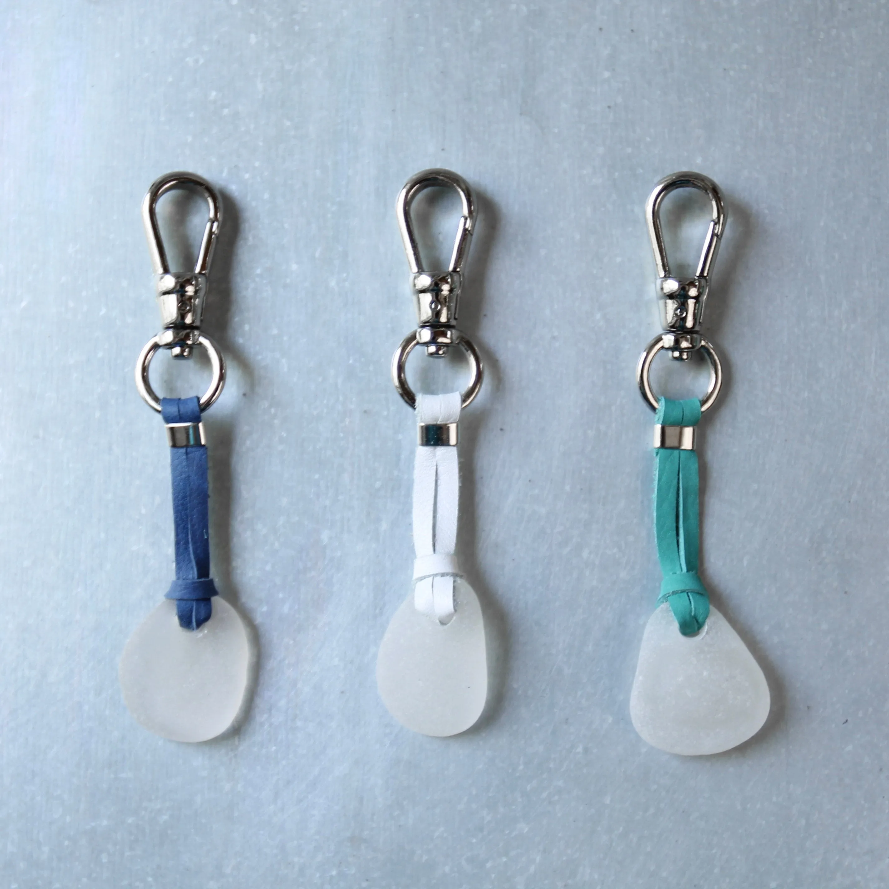 Sea Glass & Leather Keychains