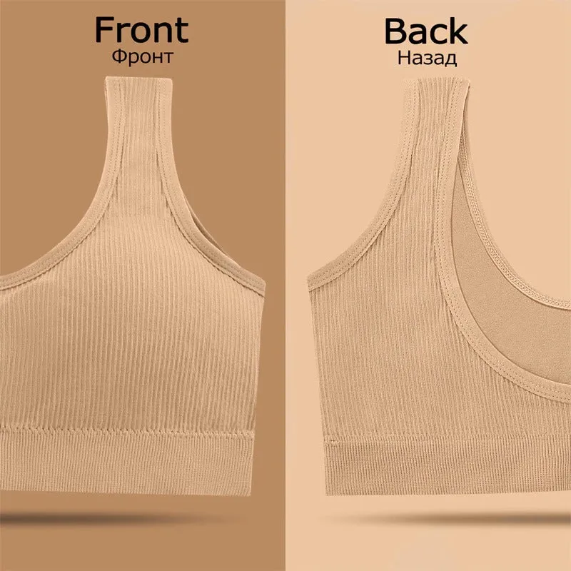 Seamless High Waist Panties And Wireless Padded Bras Set