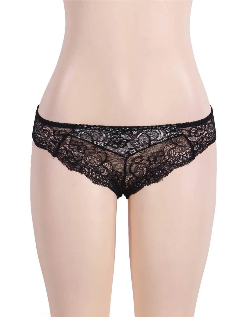 Seductive Black 3 Piece Delicate Lace Bra Garter Set Egypt
