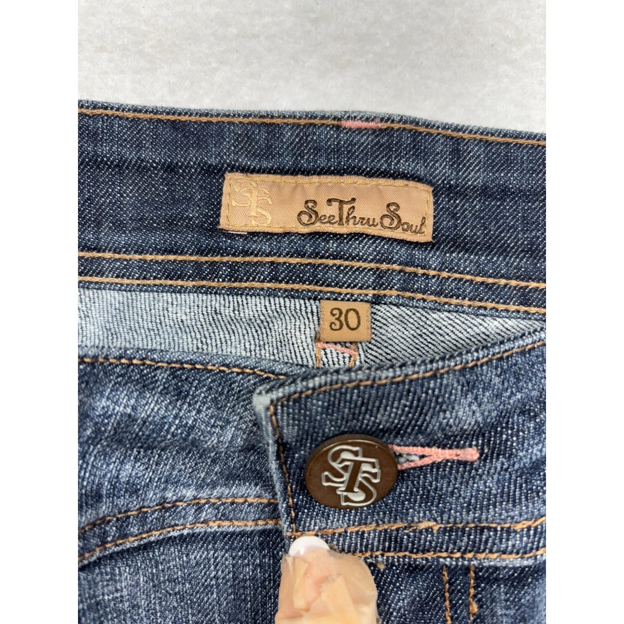 See Thru Soul Womens Bootcut Jeans Size 30 Cotton Blend Denim #6377