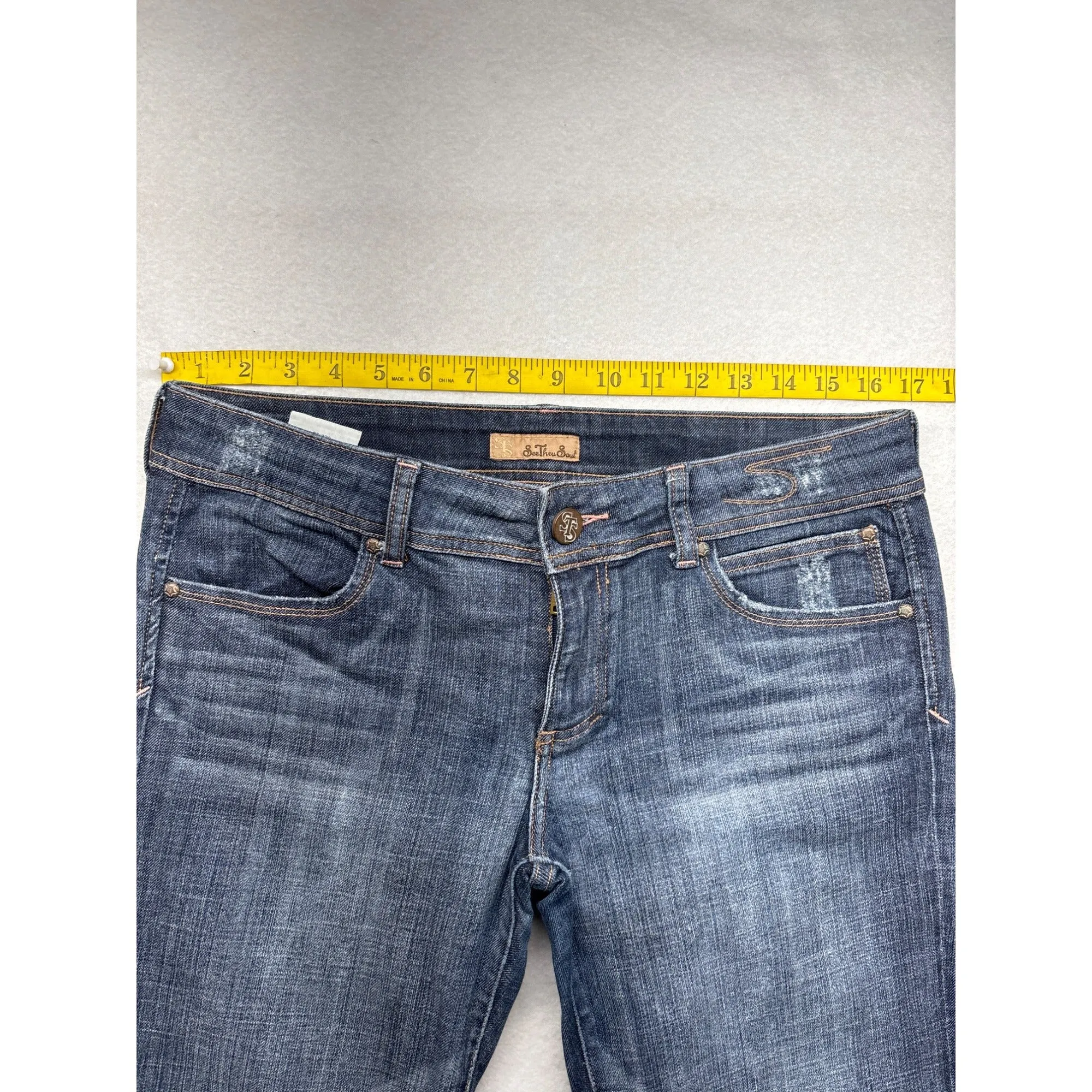 See Thru Soul Womens Bootcut Jeans Size 30 Cotton Blend Denim #6377