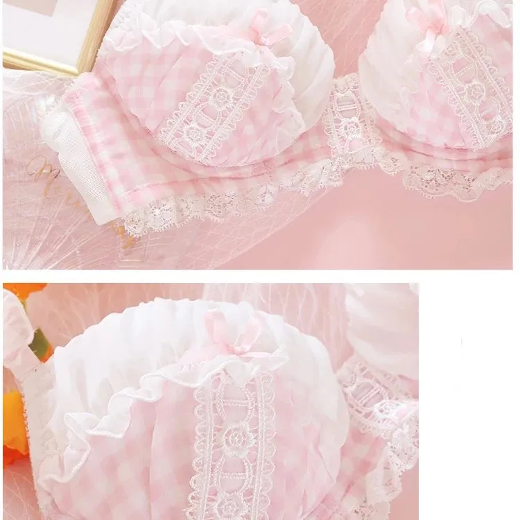 Selene Sweet Lolita Girly Plaid Nymphet Lingerie Set