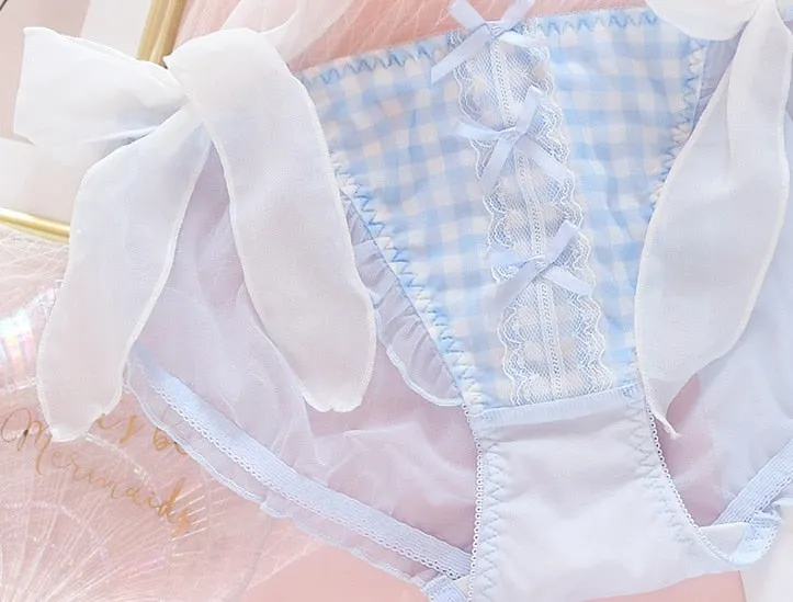 Selene Sweet Lolita Girly Plaid Nymphet Lingerie Set