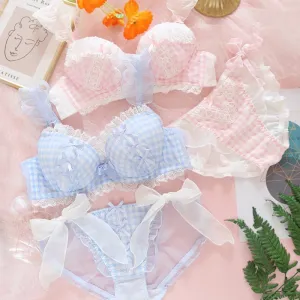Selene Sweet Lolita Girly Plaid Nymphet Lingerie Set