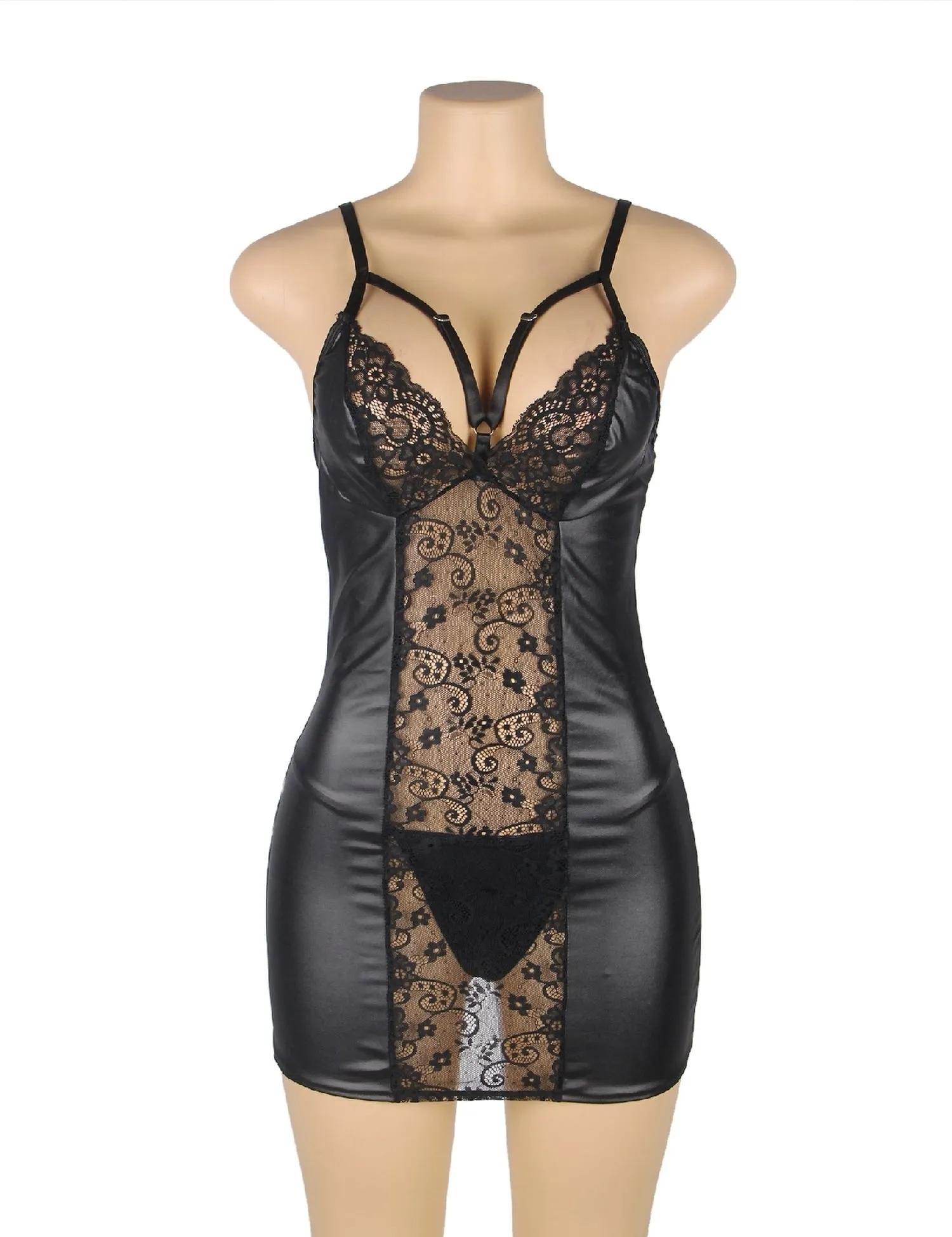 Sexy Black Lace Leather Lingerie