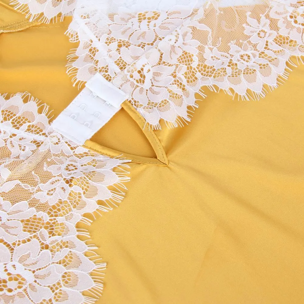 Sexy High-end Satin Lace Stitching Open Back Ladies Lingerie Egypt