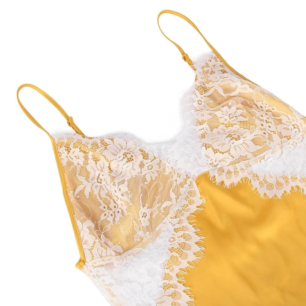 Sexy High-end Satin Lace Stitching Open Back Ladies Lingerie Egypt