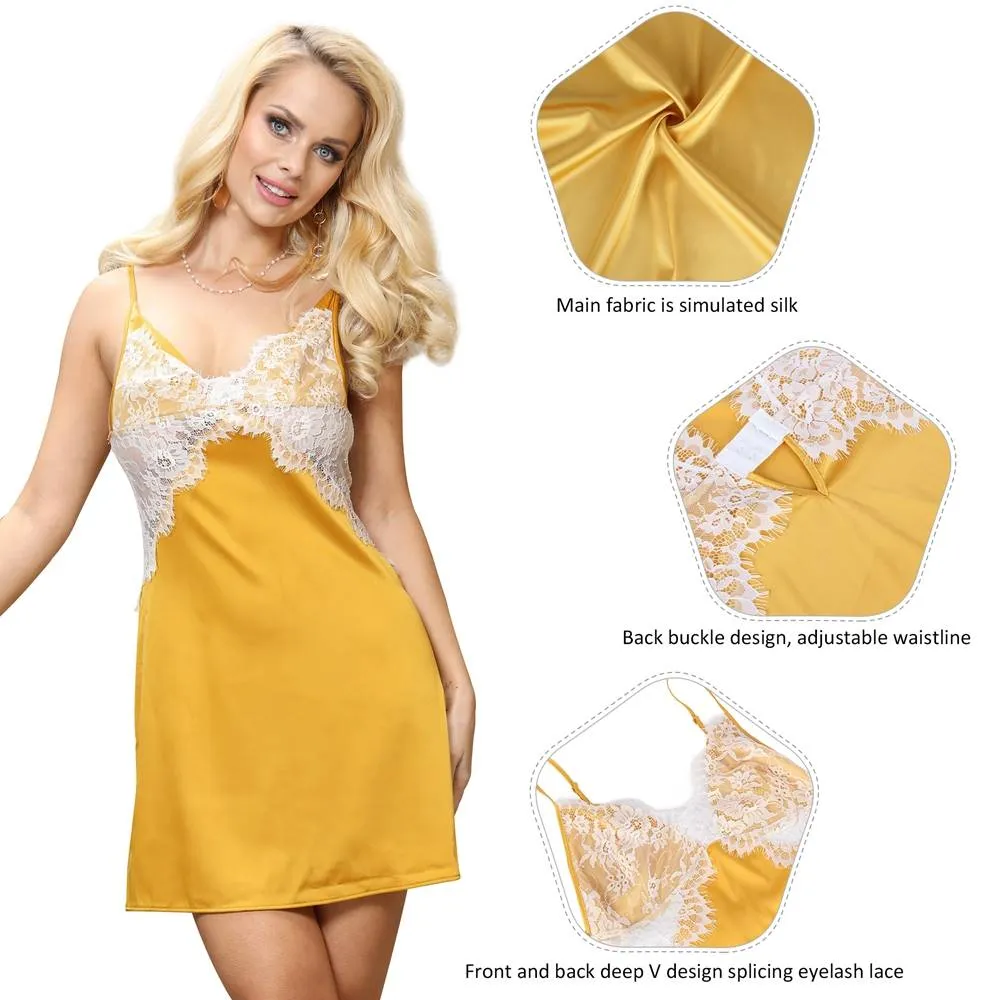 Sexy High-end Satin Lace Stitching Open Back Ladies Lingerie Egypt