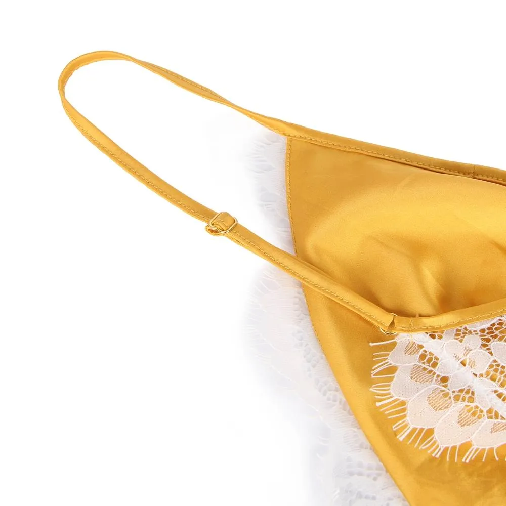 Sexy High-end Satin Lace Stitching Open Back Ladies Lingerie Egypt
