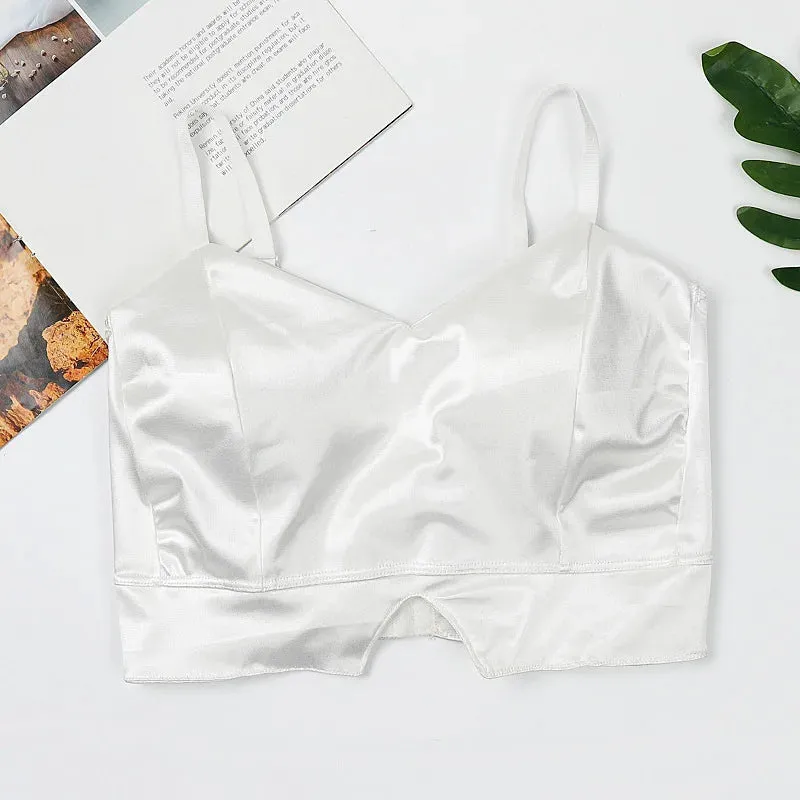 Sexy Women's Push Up Bras - Solid Color Lingerie, Wireless, Low Back Bralette, Comfortable Satin