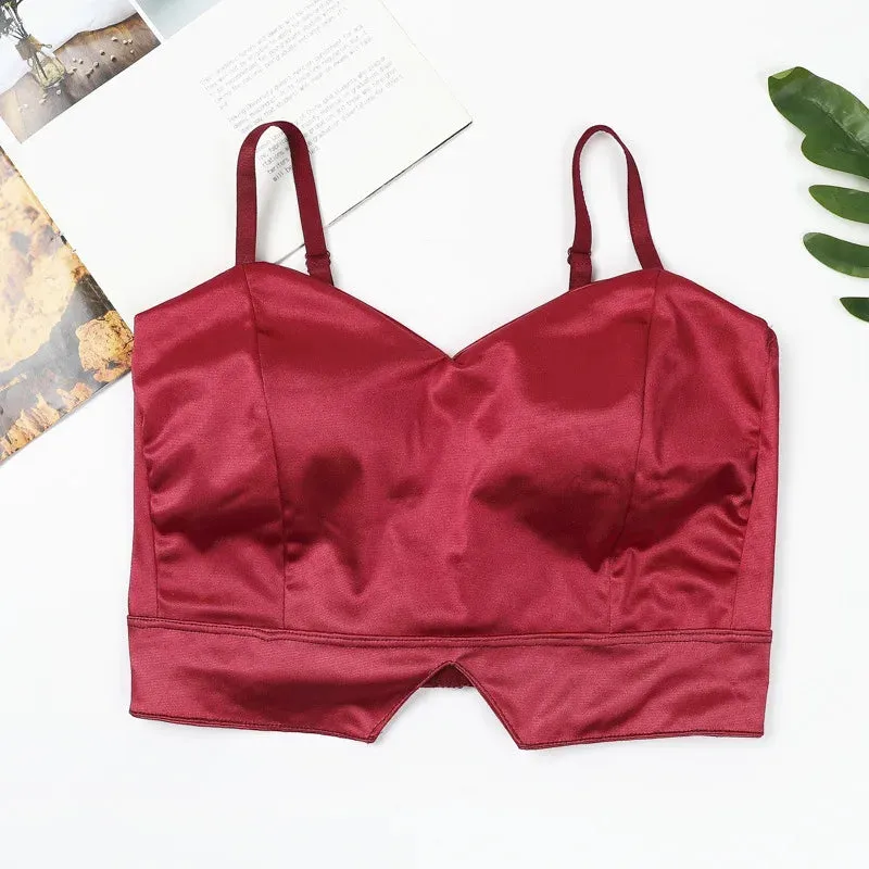 Sexy Women's Push Up Bras - Solid Color Lingerie, Wireless, Low Back Bralette, Comfortable Satin