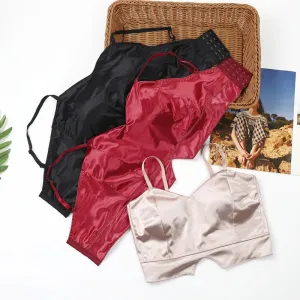 Sexy Women's Push Up Bras - Solid Color Lingerie, Wireless, Low Back Bralette, Comfortable Satin