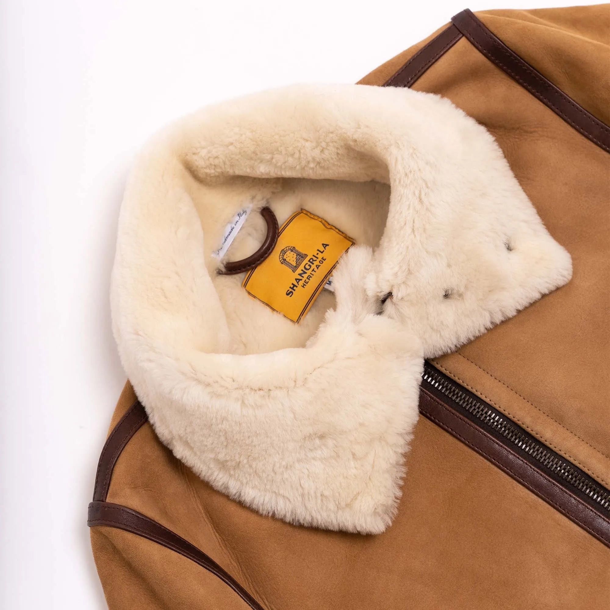 【Shangri-La Heritage】“Aviatore” B-3 Sabbia Shearling Jacket ／ 咖色茶芯 植鞣羔羊皮 飛行夾克 轟炸機皮衣