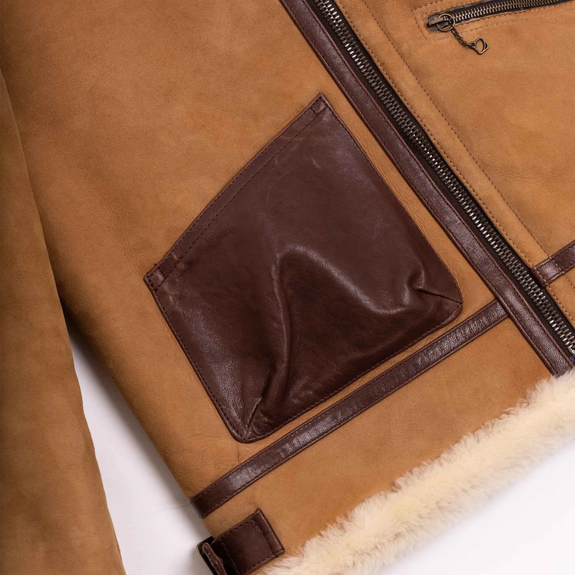 【Shangri-La Heritage】“Aviatore” B-3 Sabbia Shearling Jacket ／ 咖色茶芯 植鞣羔羊皮 飛行夾克 轟炸機皮衣