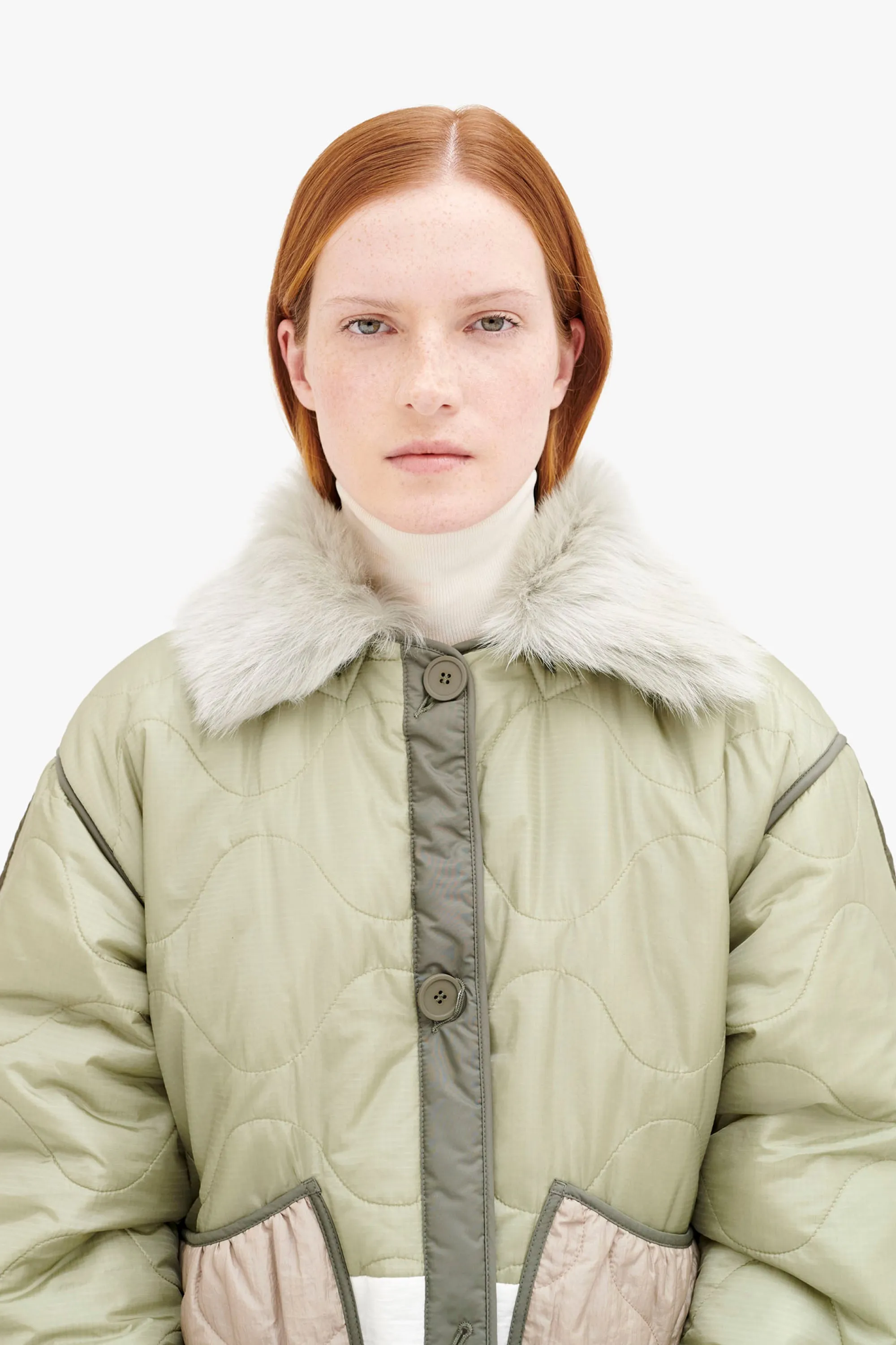 Shearling Collar - Pale Jade Long Hair