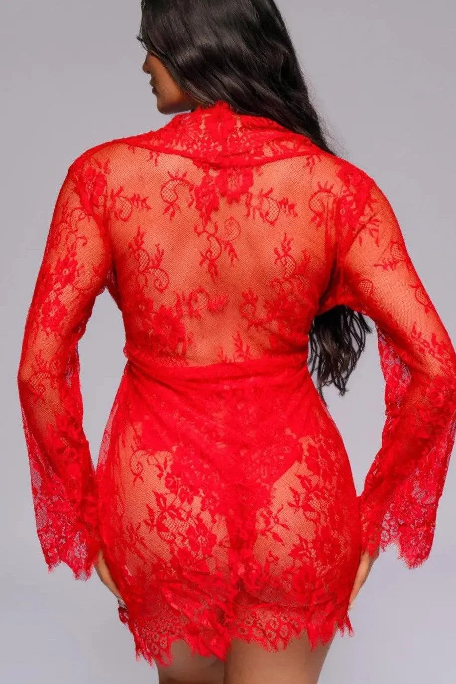 Signature Lace Robe - Red
