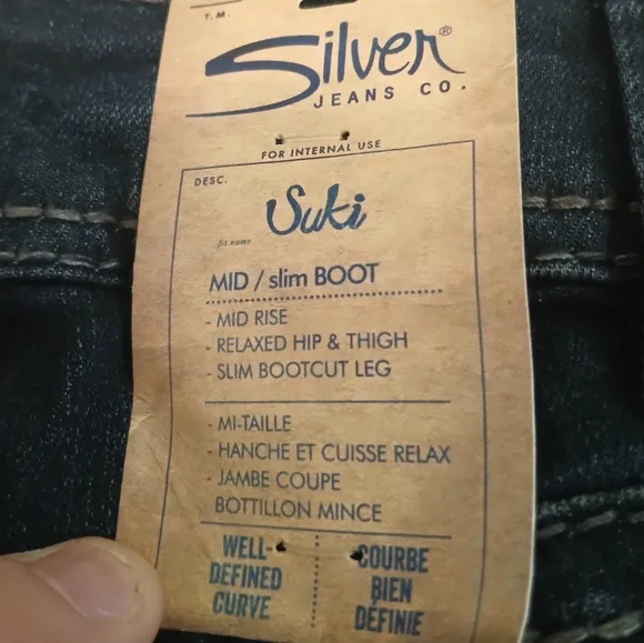Silver Jeans Suki Mid-Rise Slim Fit Bootcut Denim Jeans Women's Size 31 (NWT)