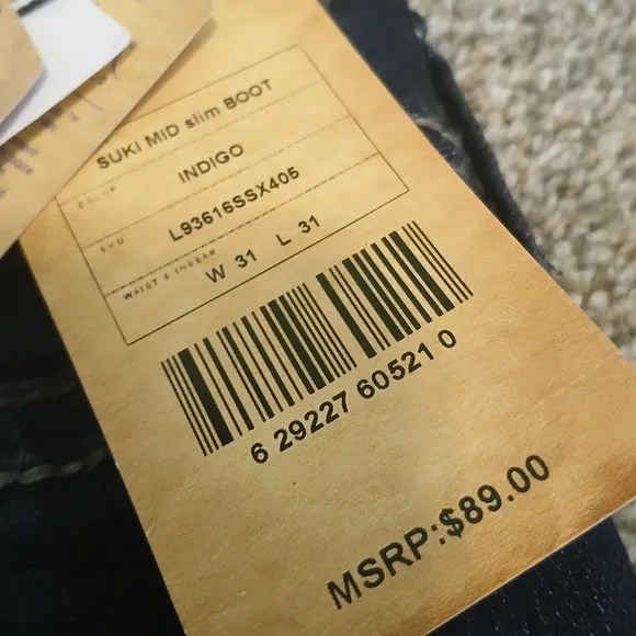 Silver Jeans Suki Mid-Rise Slim Fit Bootcut Denim Jeans Women's Size 31 (NWT)