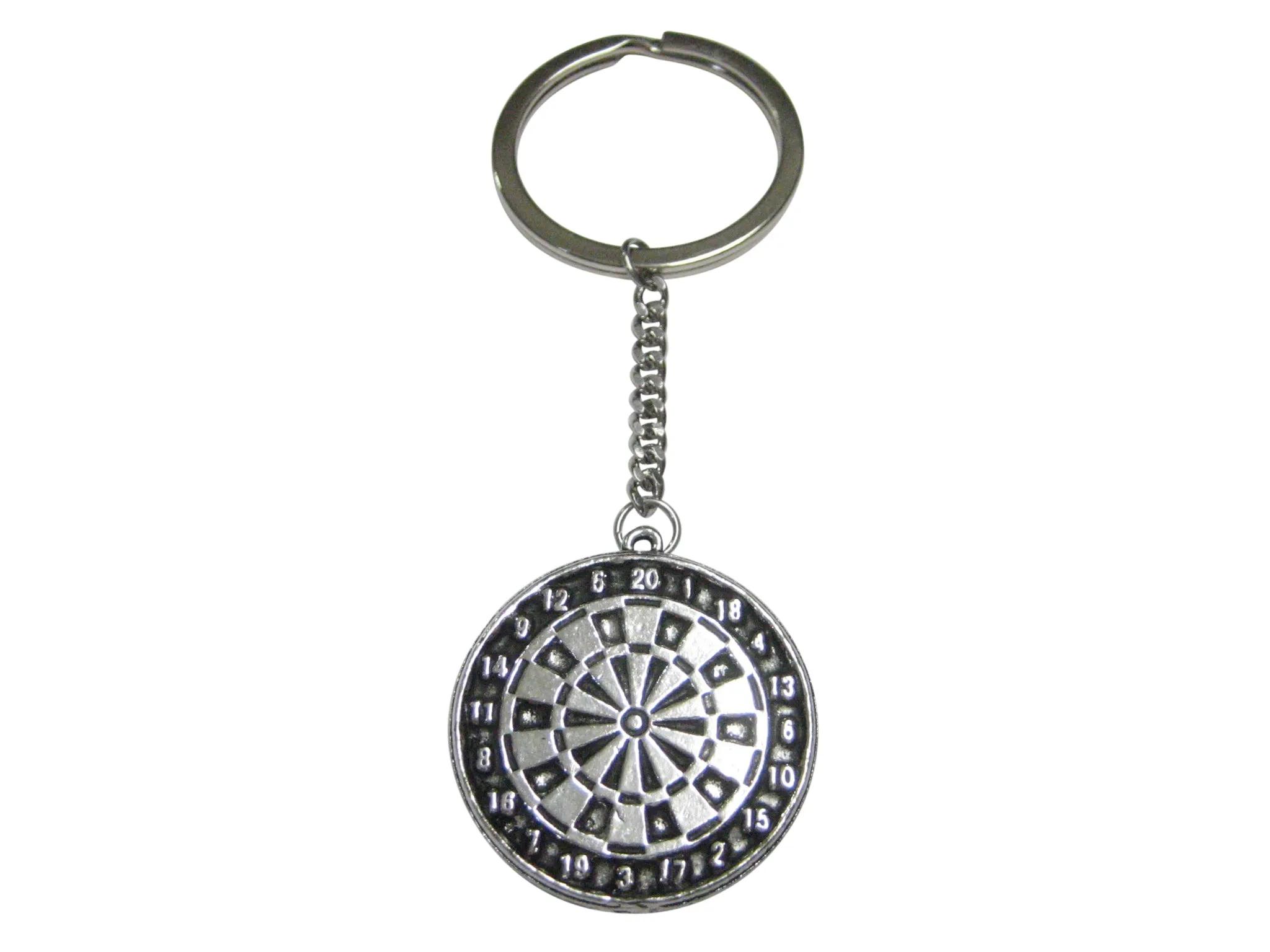 Silver Toned Dartboard Pendant Keychain