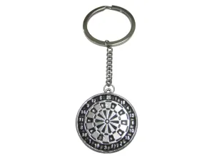 Silver Toned Dartboard Pendant Keychain