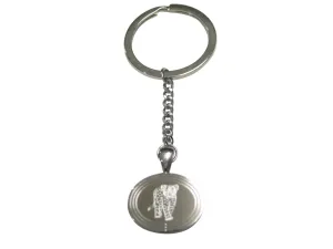 Silver Toned Etched Oval Cheetah Cub Pendant Keychain