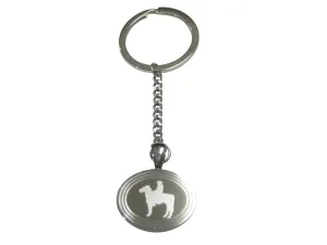 Silver Toned Etched Oval Cowboy Pendant Keychain