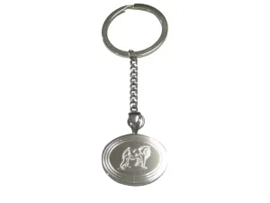 Silver Toned Etched Oval Gorilla Pendant Keychain