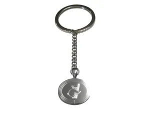Silver Toned Etched Oval Koala Pendant Keychain