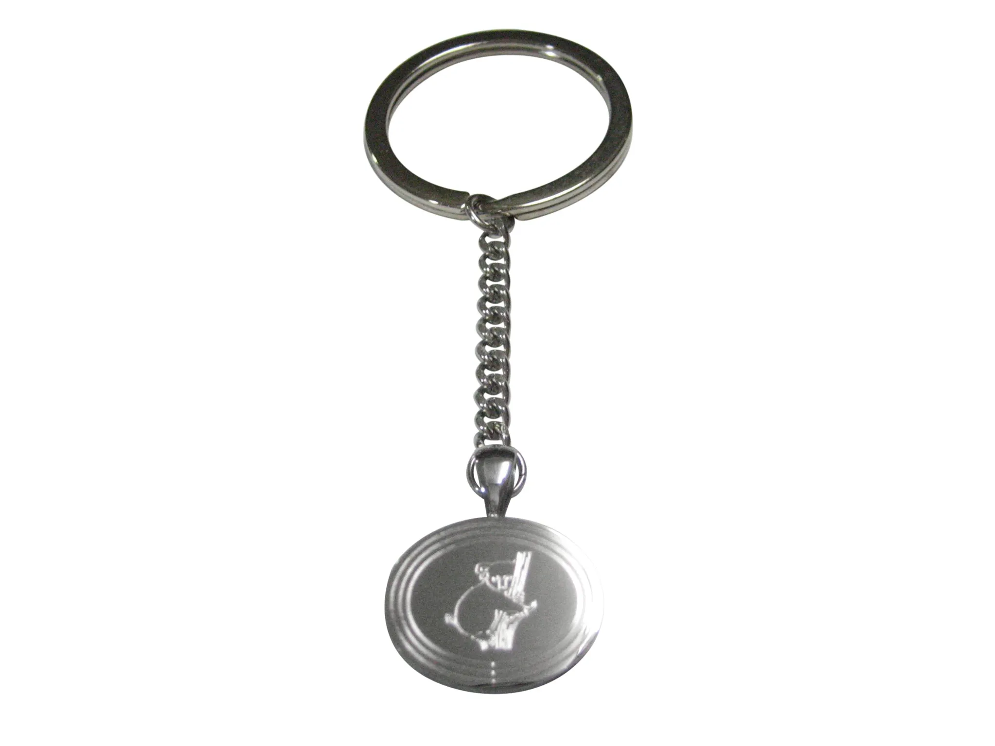 Silver Toned Etched Oval Koala Pendant Keychain