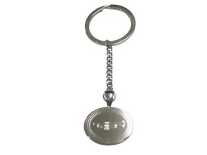 Silver Toned Etched Oval Trumpet Music Instrument Pendant Keychain