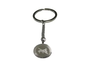 Silver Toned Etched Oval Unmanned Aerial Vehicle UAV Drone Pendant Keychain