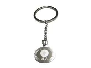 Silver Toned Oval Etched Cardano Coin Cryptocurrency Blockchain Pendant Keychain