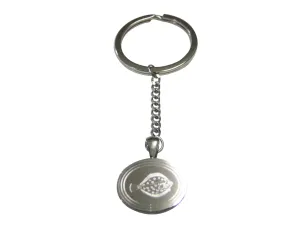 Silver Toned Oval Etched Flounder Halibut Flatfish Pendant Keychain