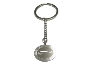 Silver Toned Oval Etched Moray Eel Fish Pendant Keychain