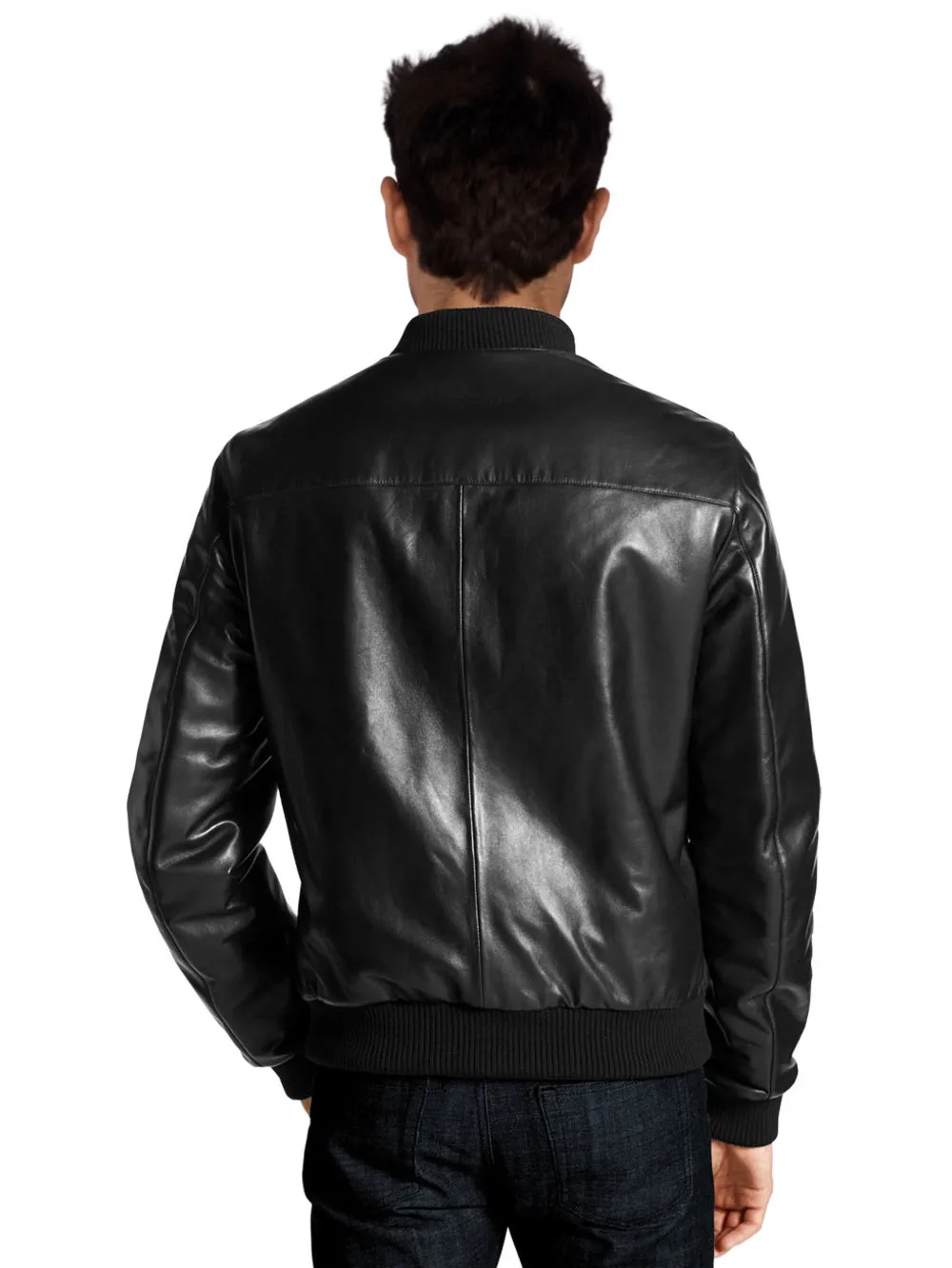 Simple Elegant Leather Bomber Jacket for Men