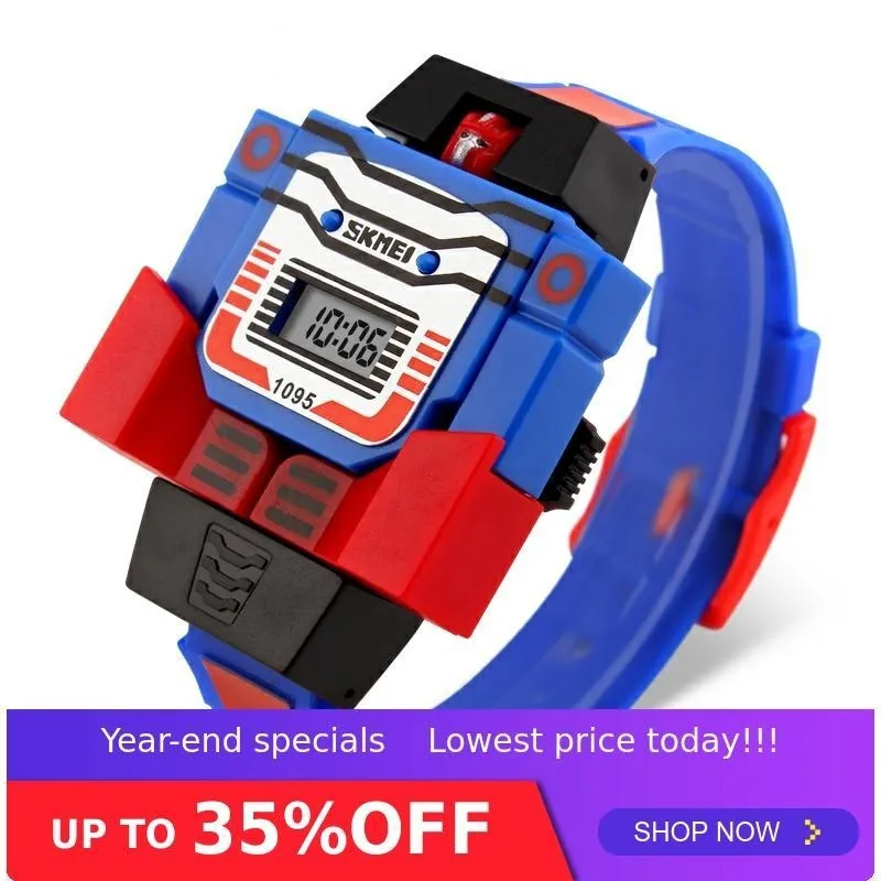 SKMEI 1095 Children Wristwatch for Boy w/ Detachable Robot Deformation Toy