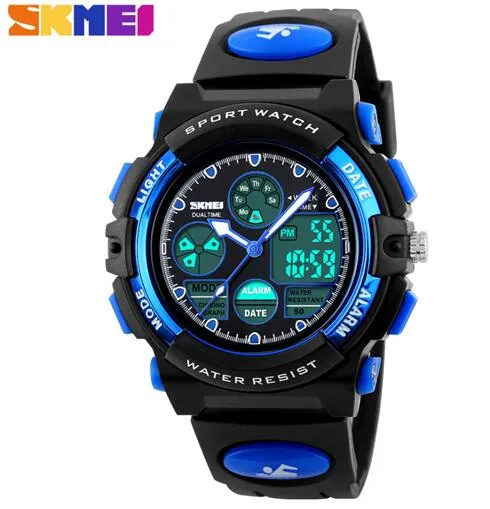 SKMEI Brand Children Watches Kids Sports Cartoon Watch For Girls Boys Rubber Strap Children's Quartz Digital LED Wristwatches