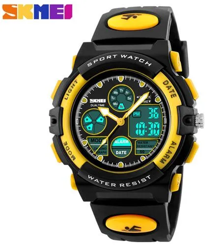 SKMEI Brand Children Watches Kids Sports Cartoon Watch For Girls Boys Rubber Strap Children's Quartz Digital LED Wristwatches