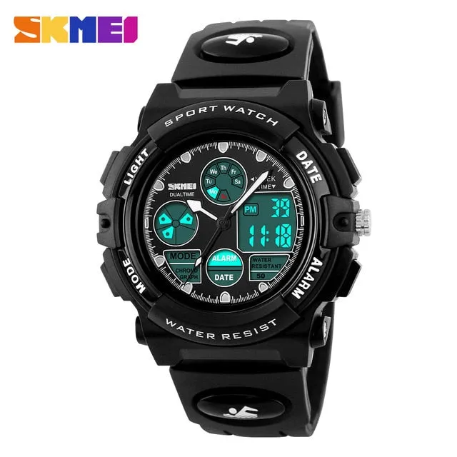 SKMEI Brand Children Watches Kids Sports Cartoon Watch For Girls Boys Rubber Strap Children's Quartz Digital LED Wristwatches