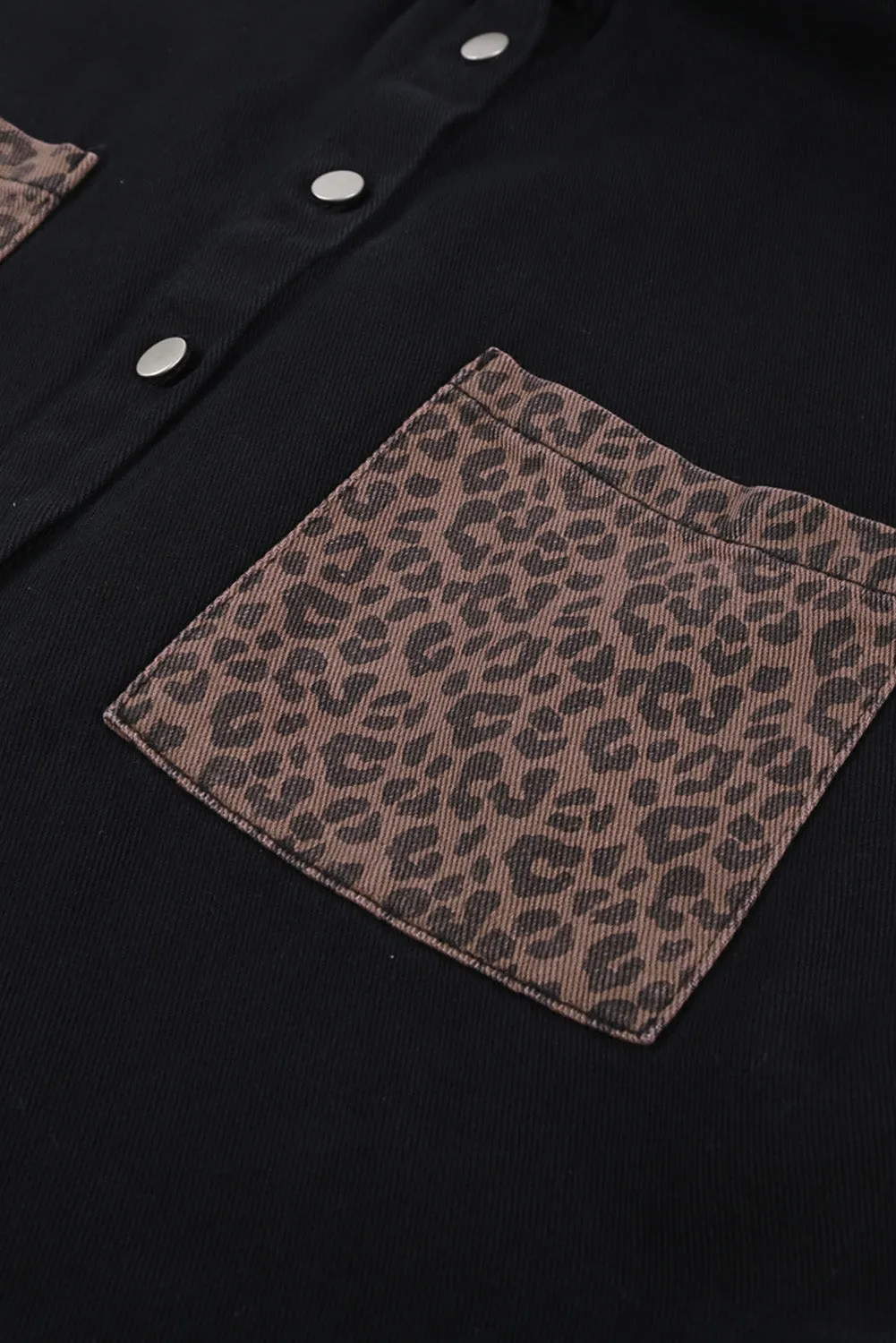 Sky Blue Contrast Leopard Denim Jacket