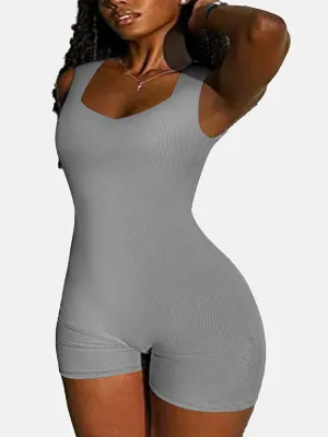 Sleeveless Ribbed Bodycon Romper