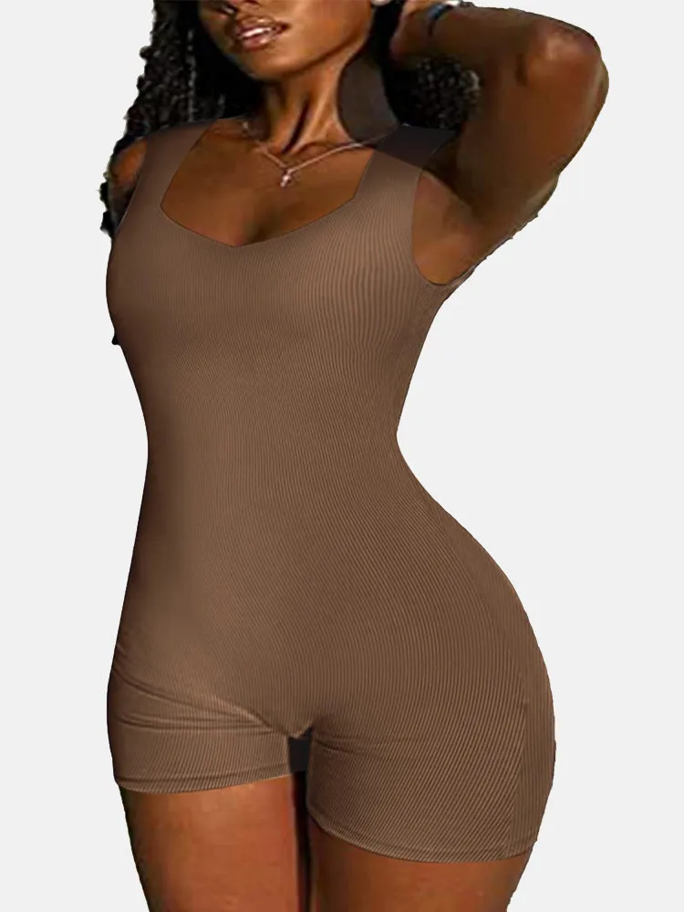 Sleeveless Ribbed Bodycon Romper