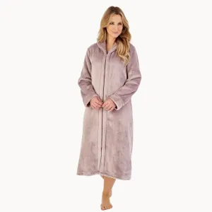 Slenderella Luxury Flannel Fleece Zip Through Housecoat | Mink