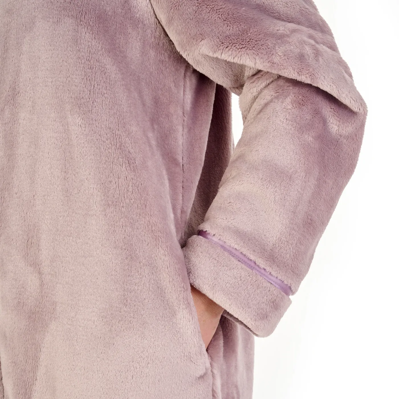 Slenderella Luxury Flannel Fleece Zip Through Housecoat | Mink