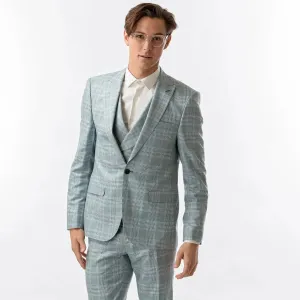 Slim Fit Blazer Teal Plaid