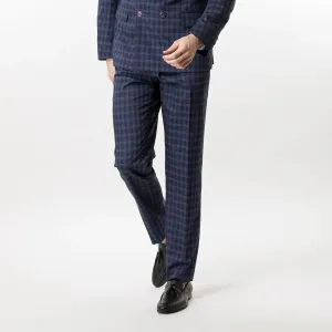 Slim Fit Trousers Blue Grey Check