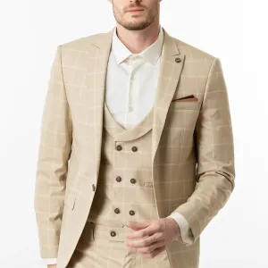 Slim Fit Vest Beige Windowpane