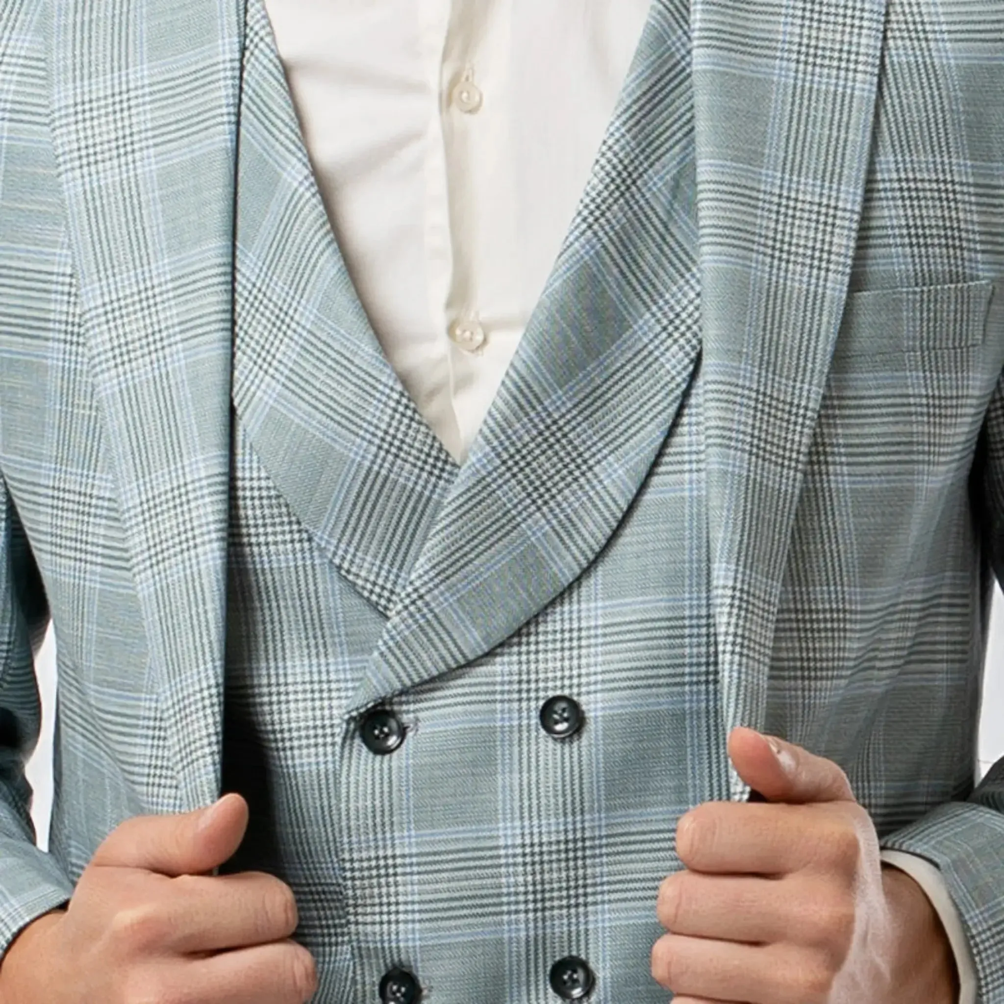 Slim Fit Vest Teal Plaid